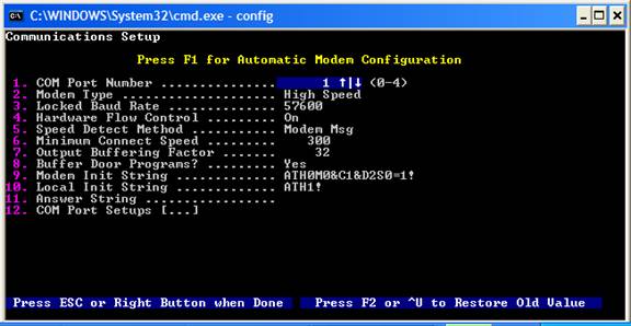 Communications Setup for node 1
