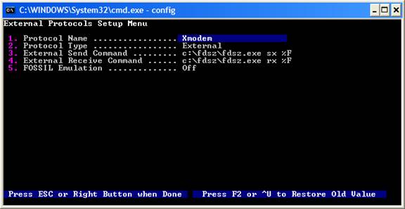 Xmodem protocol configuration